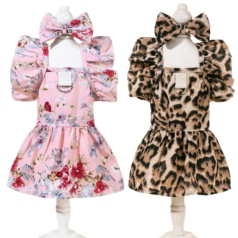 Vestido hawaiano con volantes para perro pequeño – Estampado tropical de verano