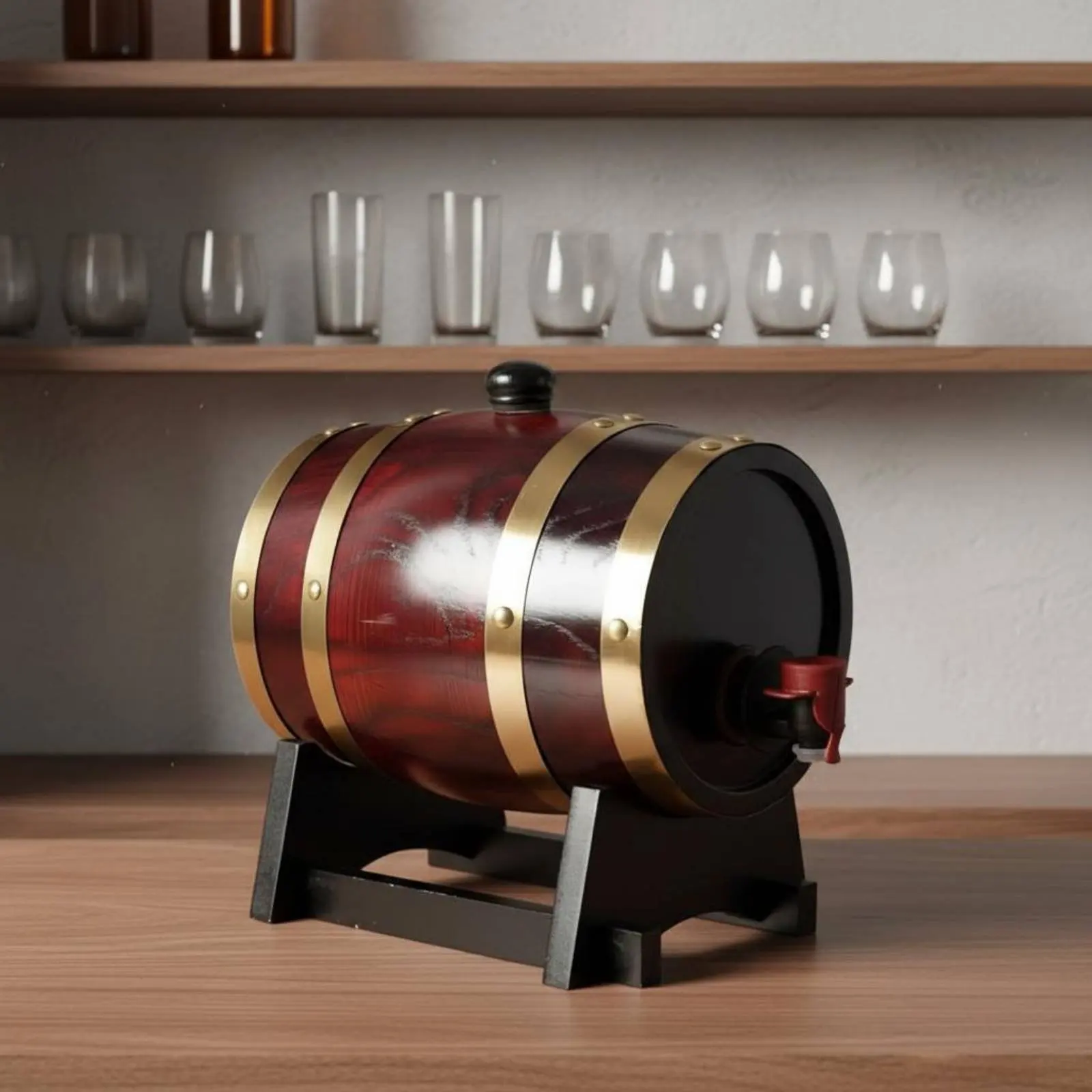Barril de roble vintage para gatos y perros, soporte madera - imagen 5
