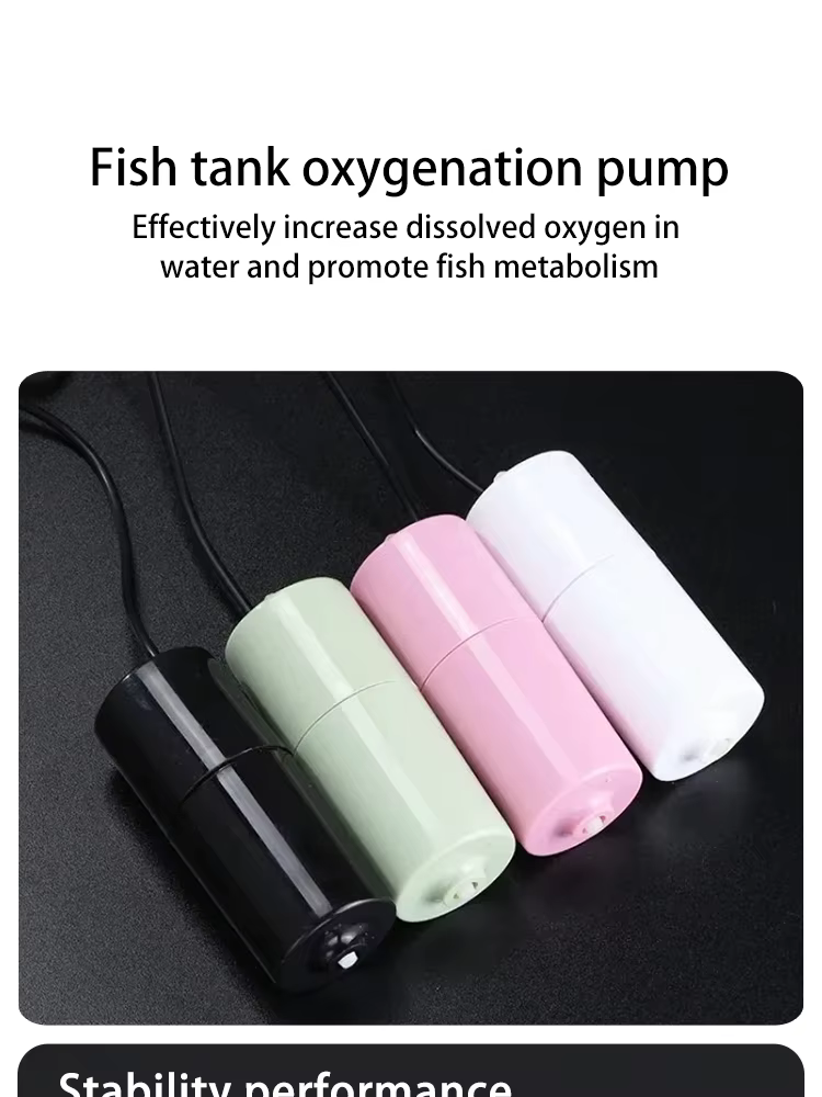 Bomba de aire USB para acuario en uso