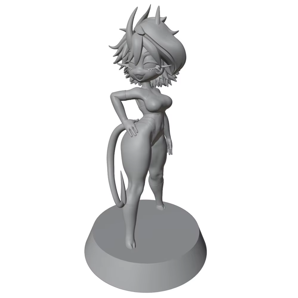 Estatua de personaje anime gris impresa en 3D para montar, sin pintar - imagen 4