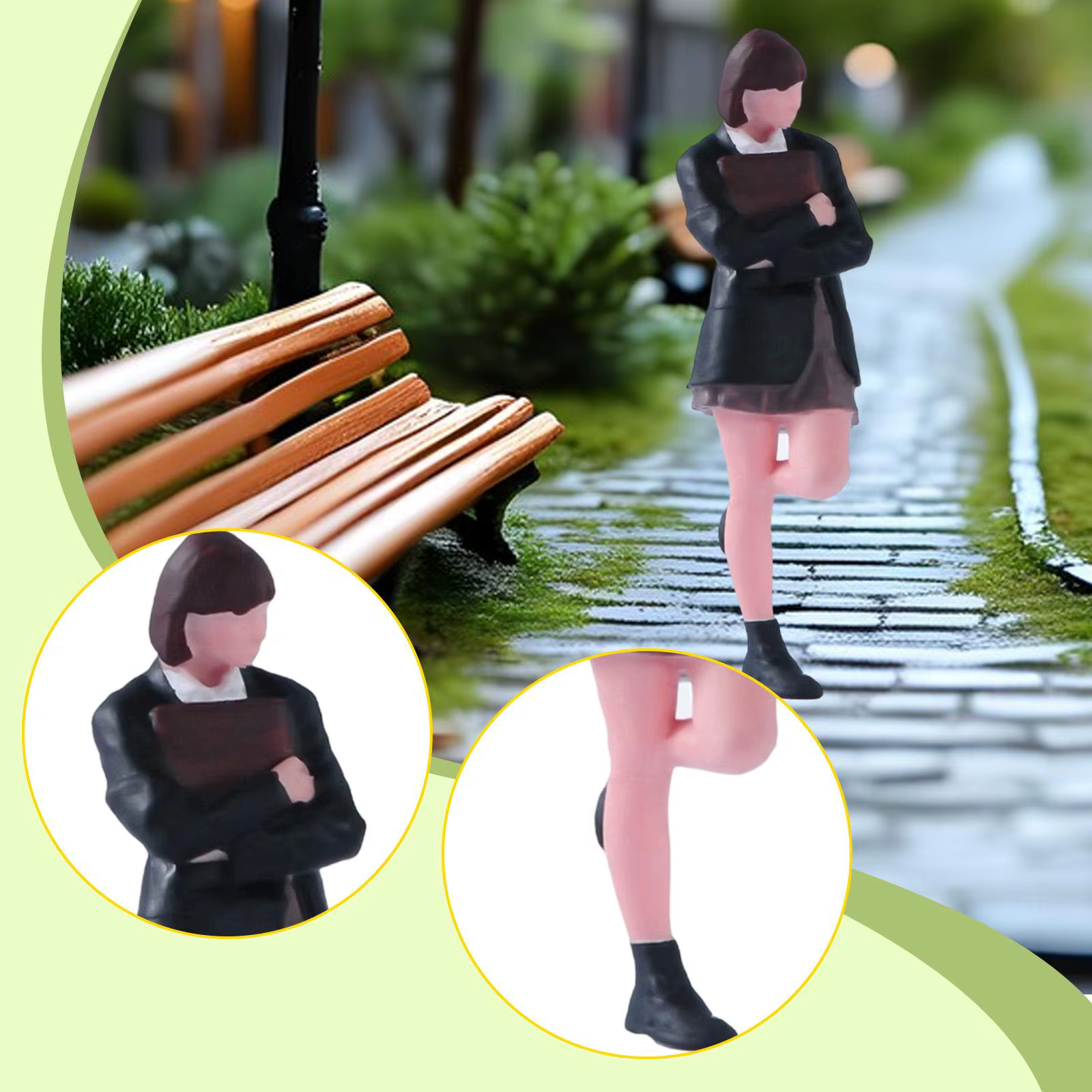 Figura miniatura 1/64 estudiante resina pintada pelo corto - imagen 4