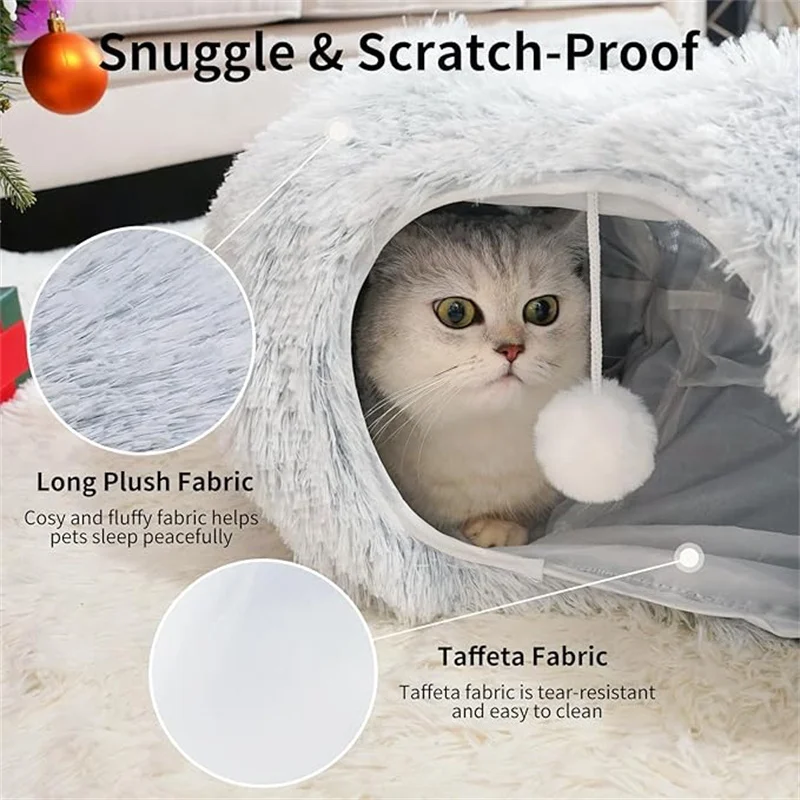 Túnel para gatos en forma de donut con cojín lavable