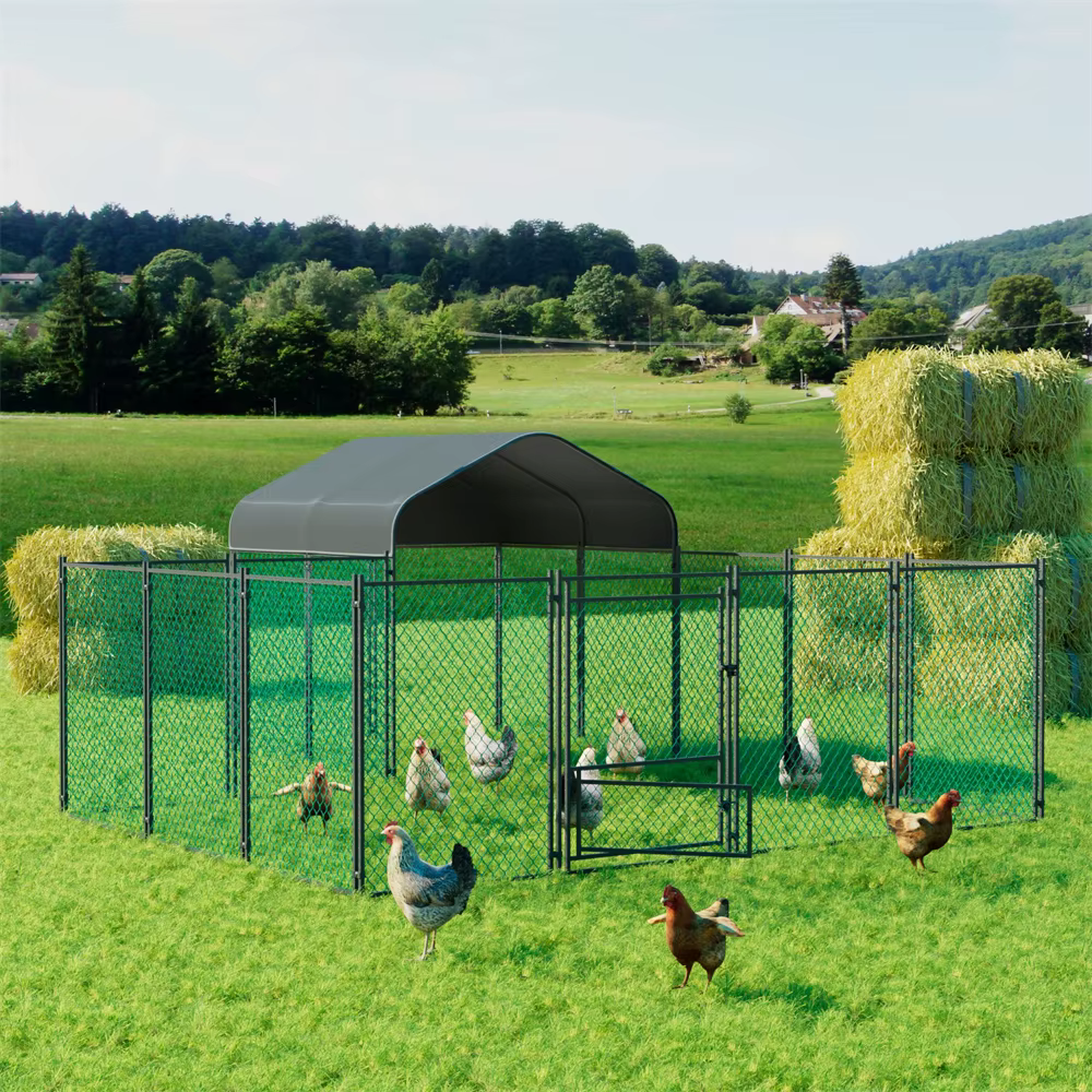 Corral para gallinas y conejos de metal resistente, cubierta UV