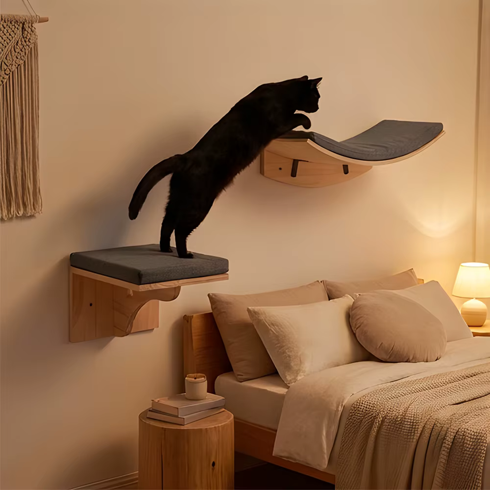 Plataforma pared fieltro multi-forma para gato – Área juego - imagen 2