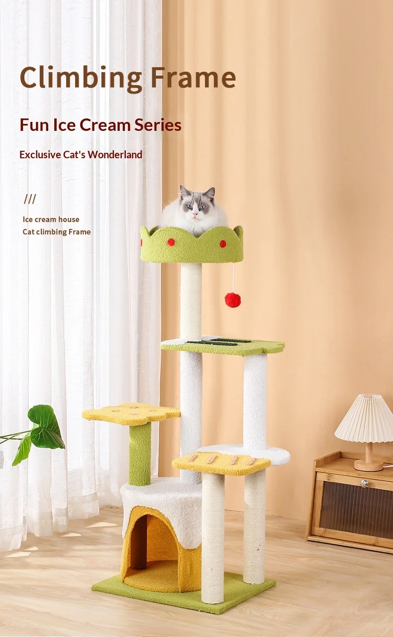 Árbol para gatos con poste rascador de sisal y plataforma de salto