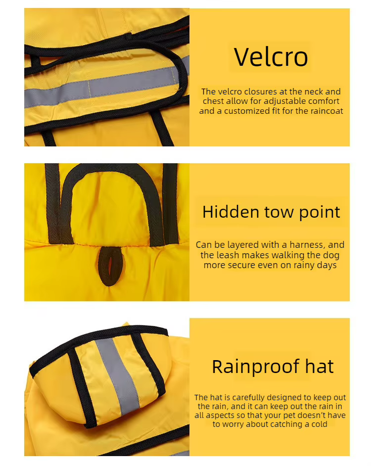 Chaqueta impermeable para perros con capucha ajustada en perro