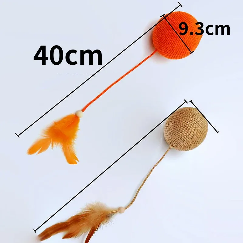 Juguete con plumas y pelota de algodón para gatos