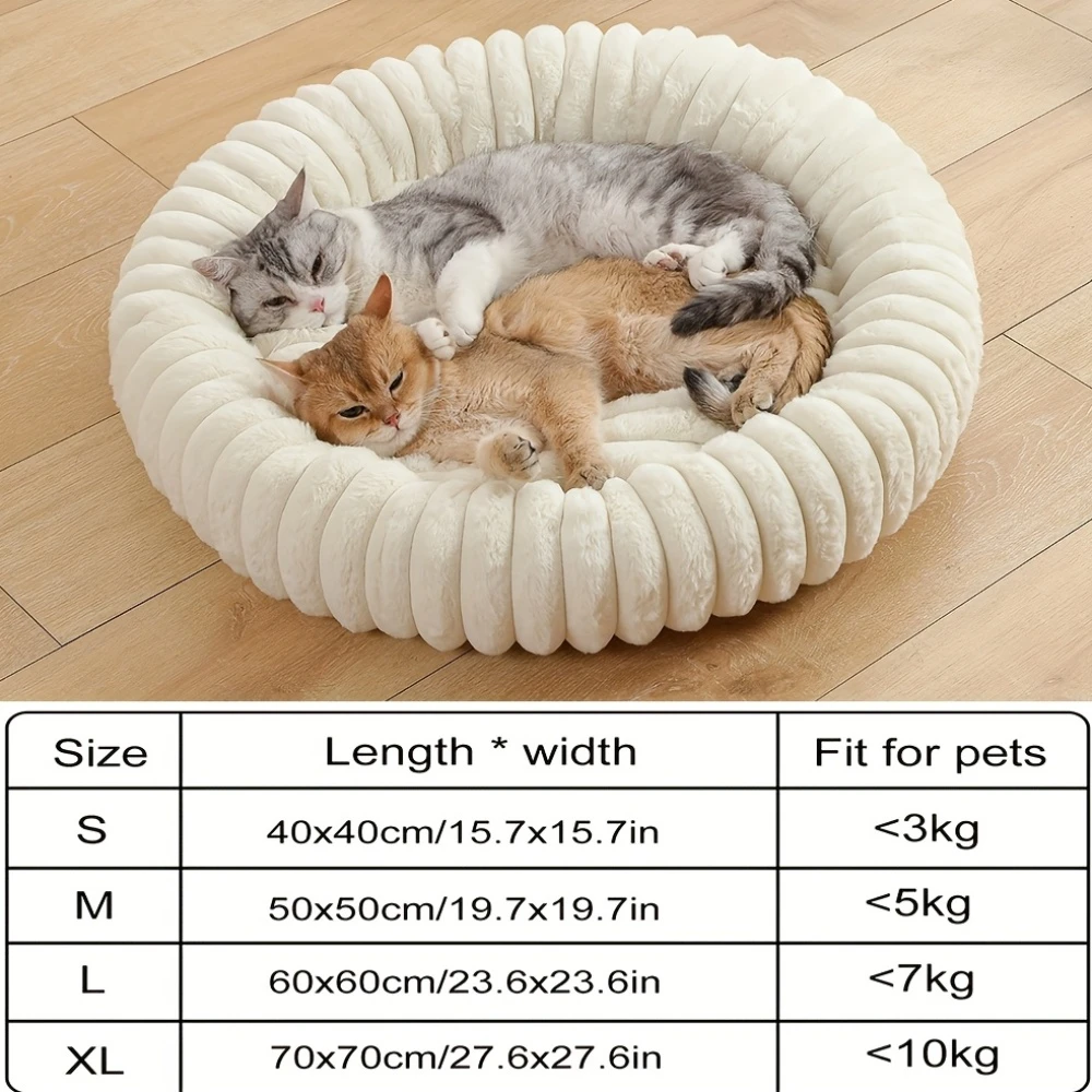 Cama nido donut redonda de peluche suave para gatos y perros