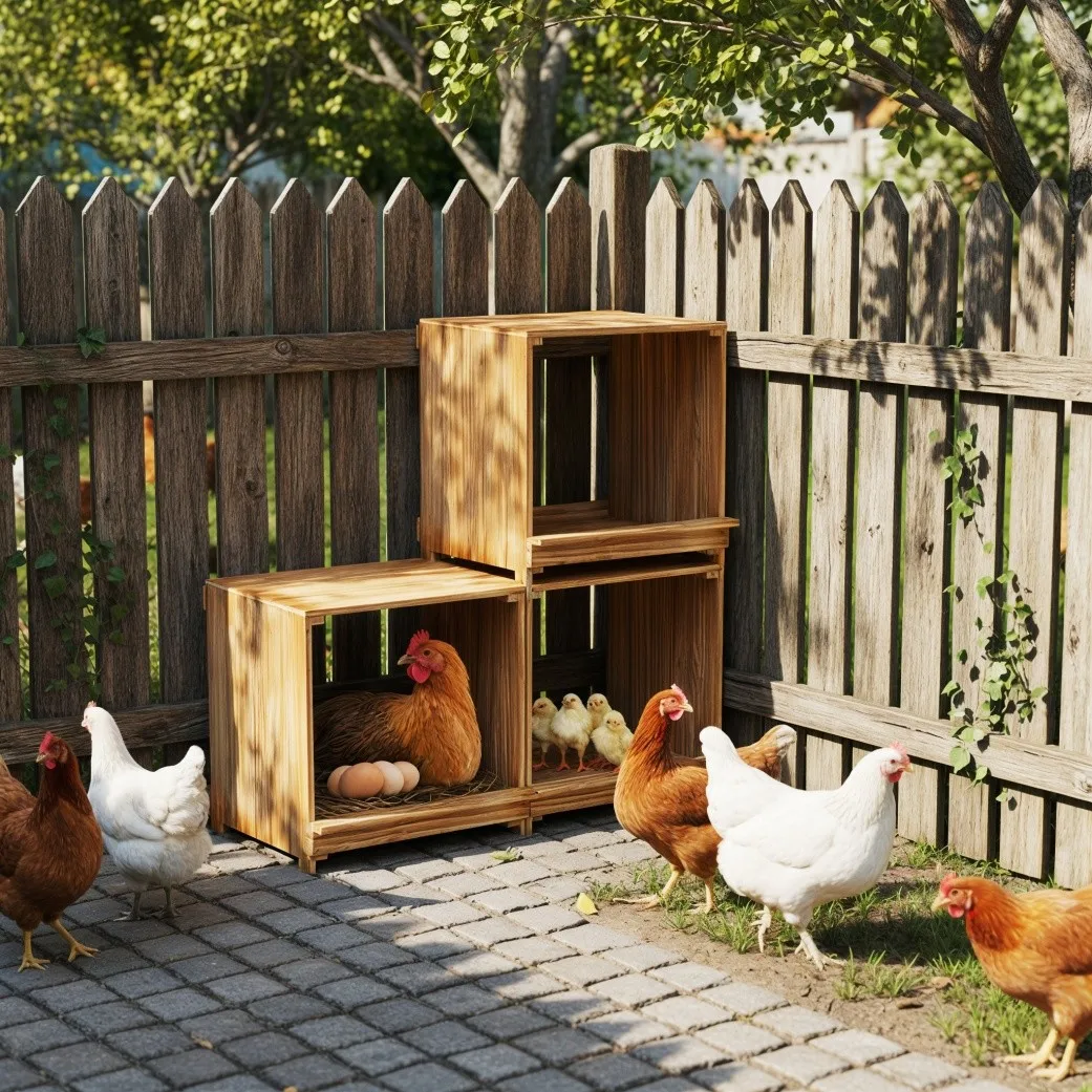 Caja Nido 3 Compartimentos para Gallinas – Madera de Pino - imagen 5