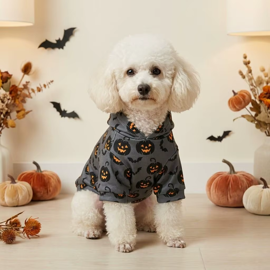 Detalles del tejido suave de la sudadera para mascota