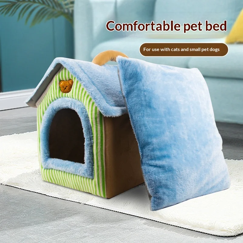 Vista de la cama desmontable en forma de casita