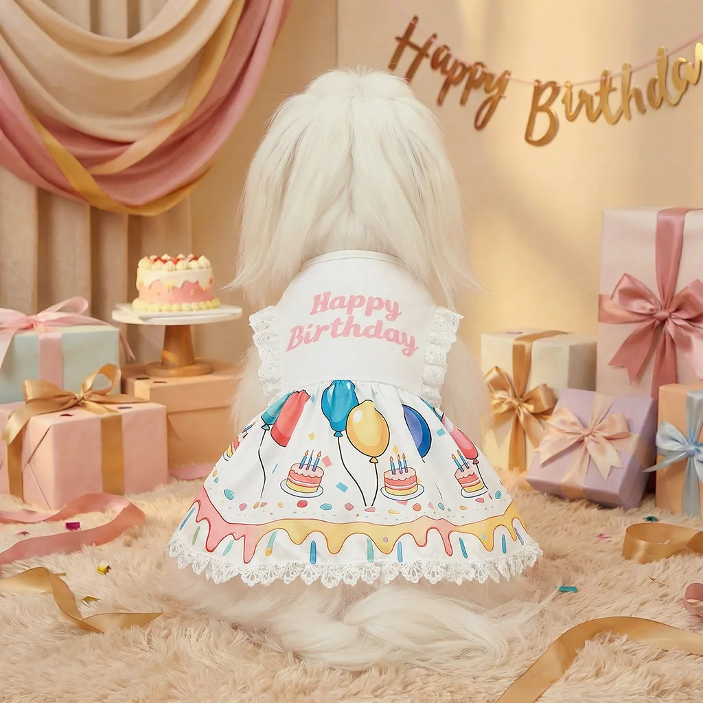 Vestido para perros con temática de cumpleaños