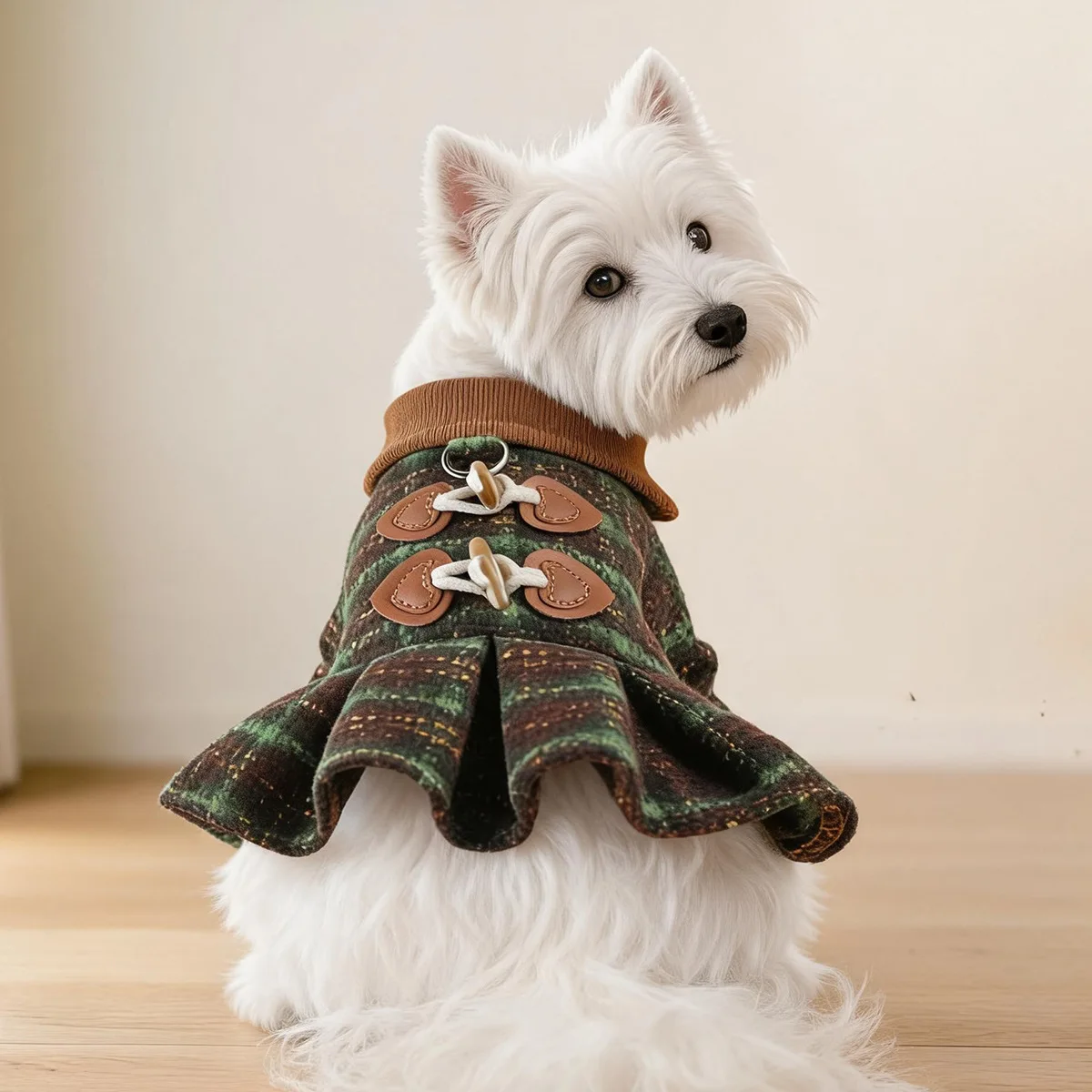 Abrigo a Cuadros para Perros Pequeños – Chaqueta de Lana con Cuello Grueso - imagen 4