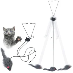 Ratón elástico colgante para gatos – Juguete y rascador