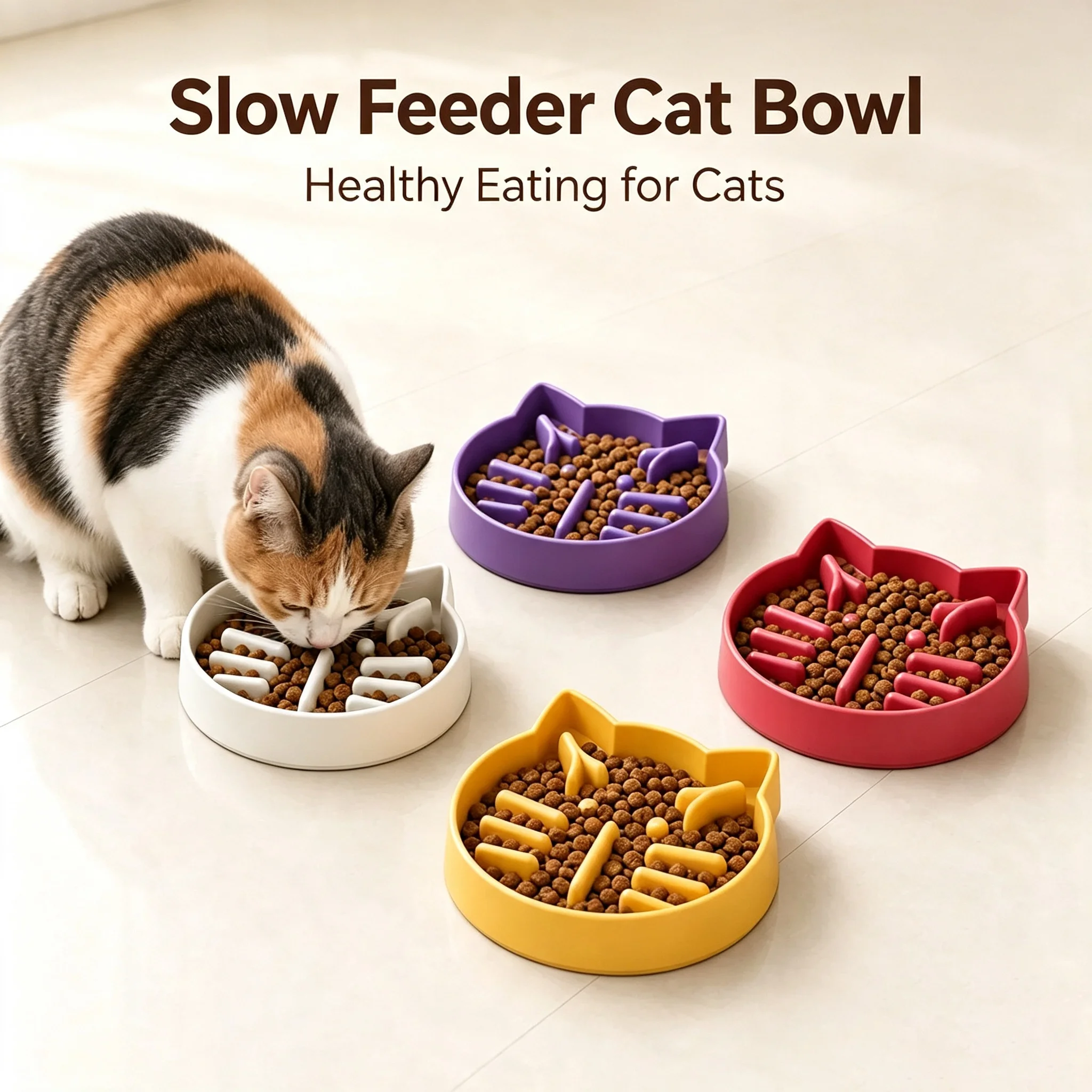 Tazón alimentación lenta gatos 3D – Anti-asfixia - imagen 4