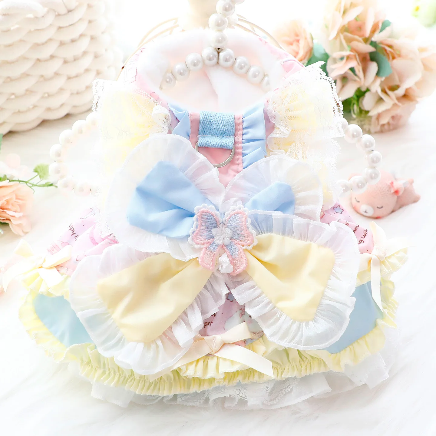 Vestido de invierno para Chihuahua con falda y flores - imagen 3