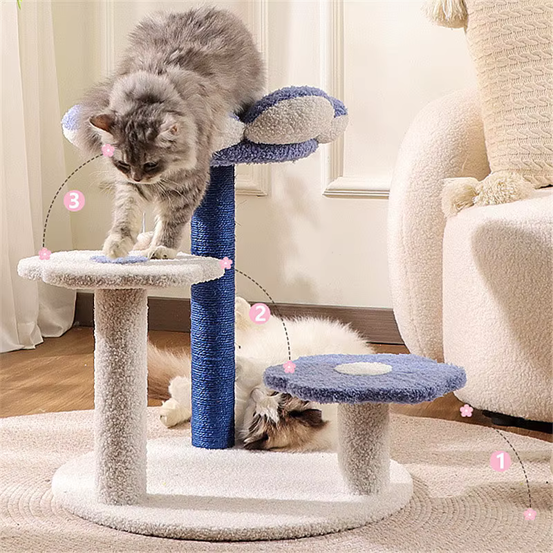 Árbol rascador desmontable para gatos con casa y sisal - imagen 5