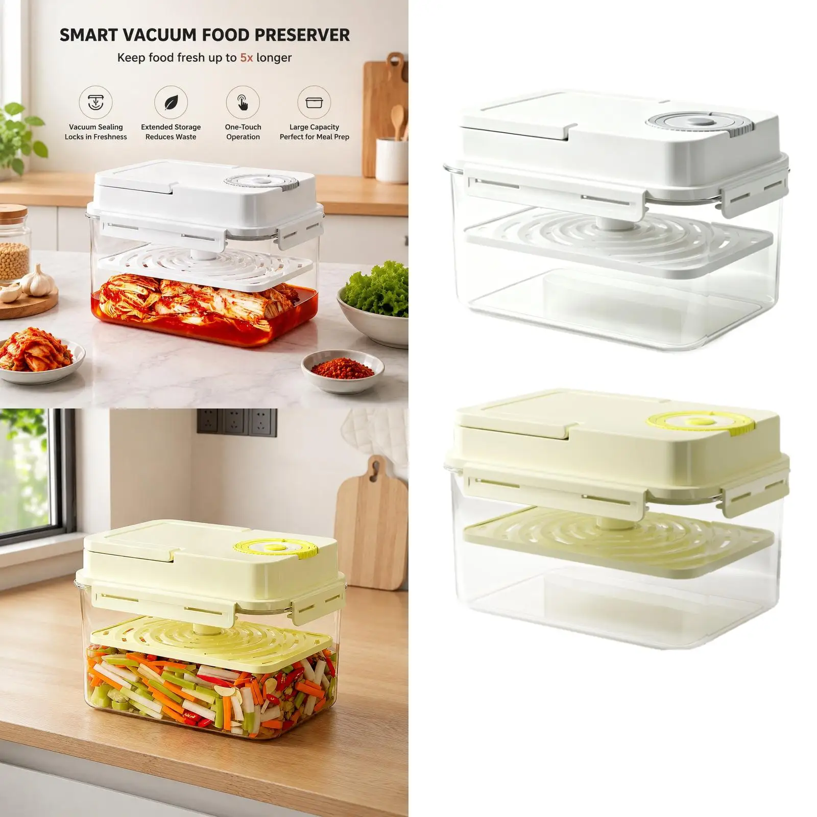 Caja de almacenamiento hermética para kimchi y encurtidos – Organizador 2 en 1 - imagen 5