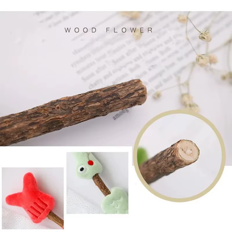 Juguete madera natural con hierba gatera para gatos – Limpieza dental - imagen 3