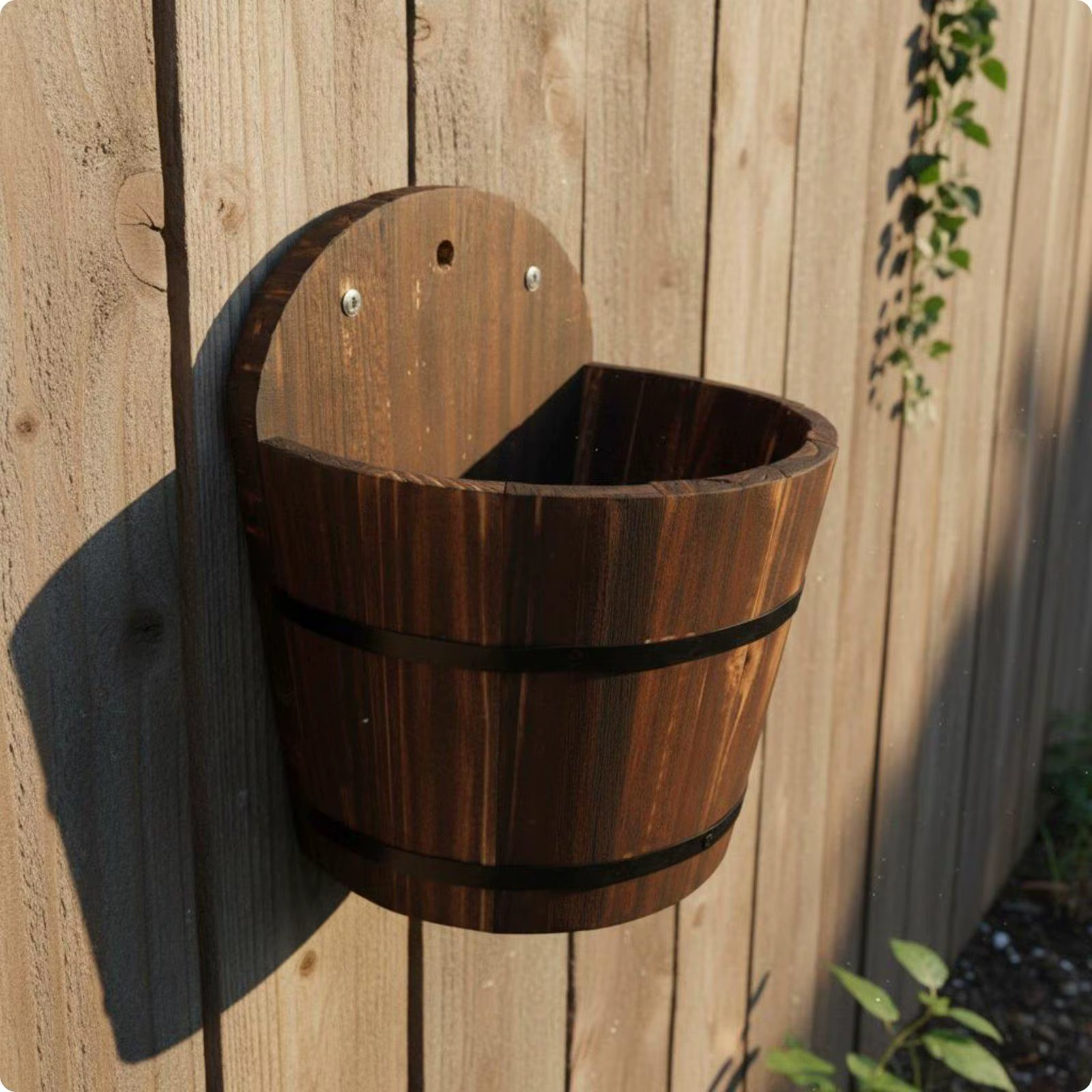 Maceta colgante madera medio barril para hierba gatera – Interior