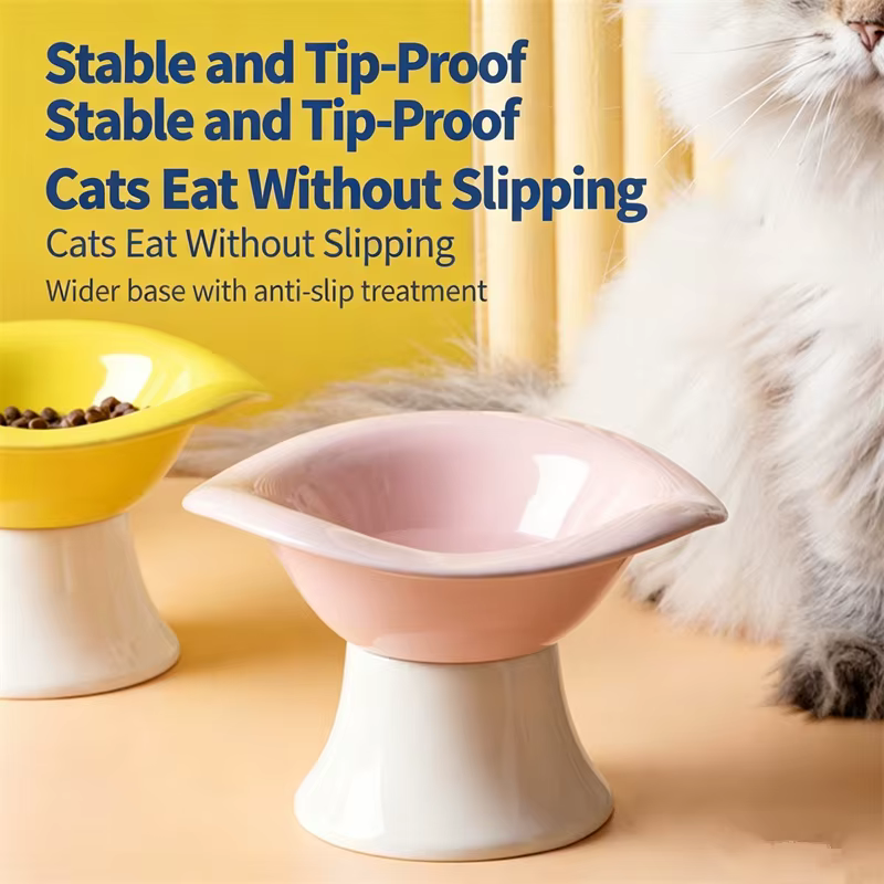 Cuenco elevado cerámica crema para gatos y cachorros: anti-manchas - imagen 2