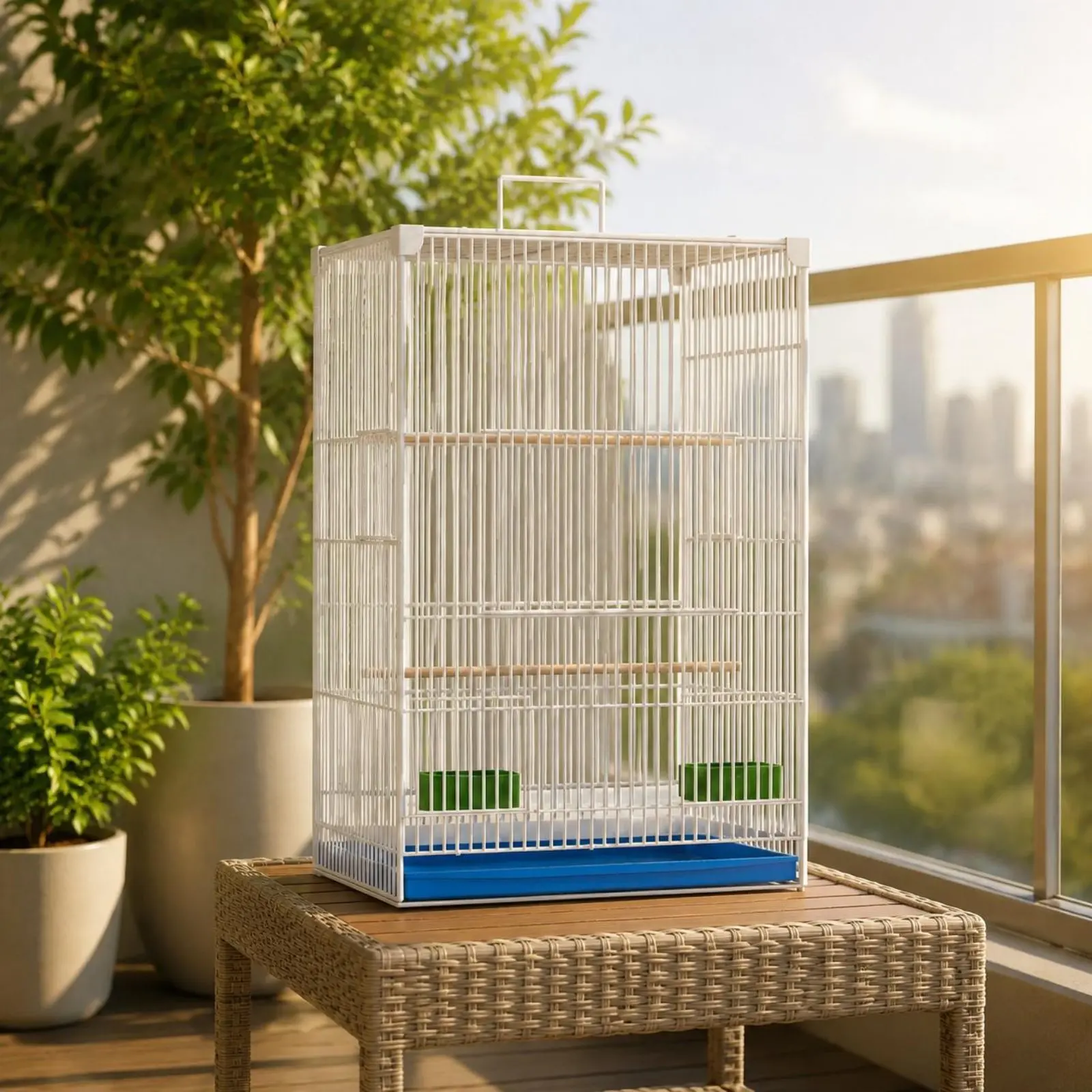 Jaula extra alta para cría de aves, puertas con cerradura y ruedas - imagen 5