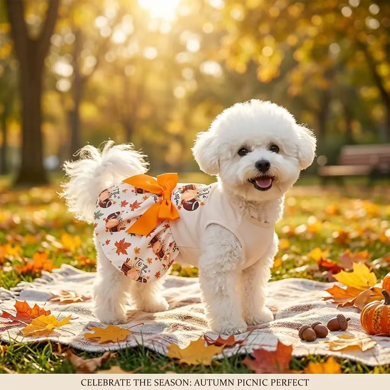 Tutu otoñal con lazo naranja para perros y gatos - imagen 3