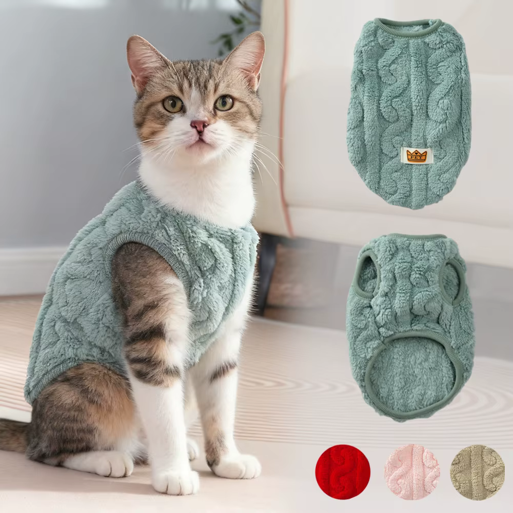Chaleco abrigo de felpa cálida para gatos, perros y Sphynx - imagen 5