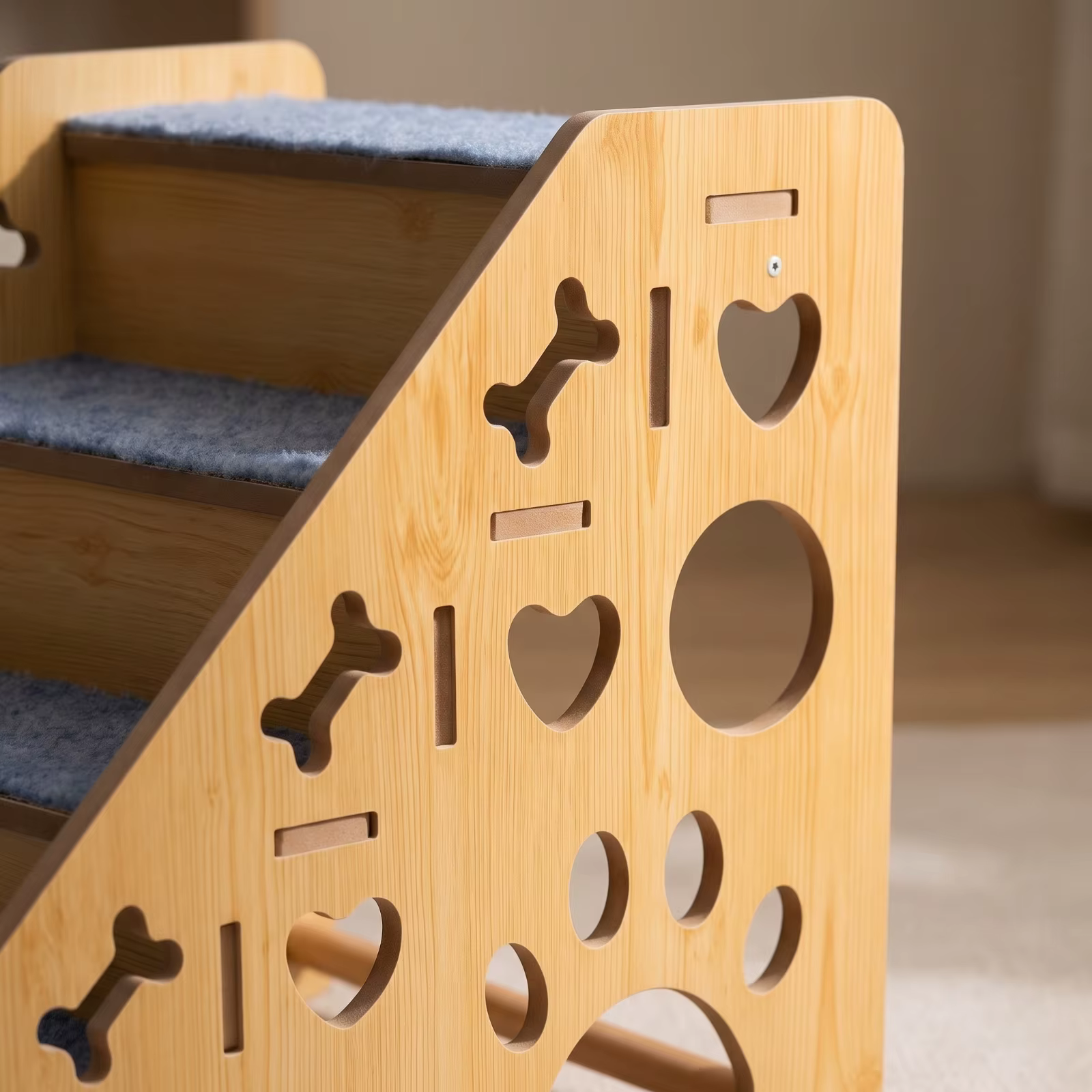 Escalera madera 4 peldaños ancha para perros pequeños - imagen 4