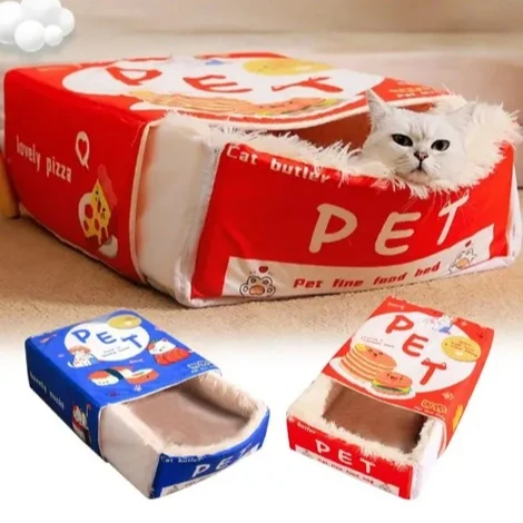 Cama cueva cerrada para gatos y perros pequeños acolchada, abriga - imagen 5
