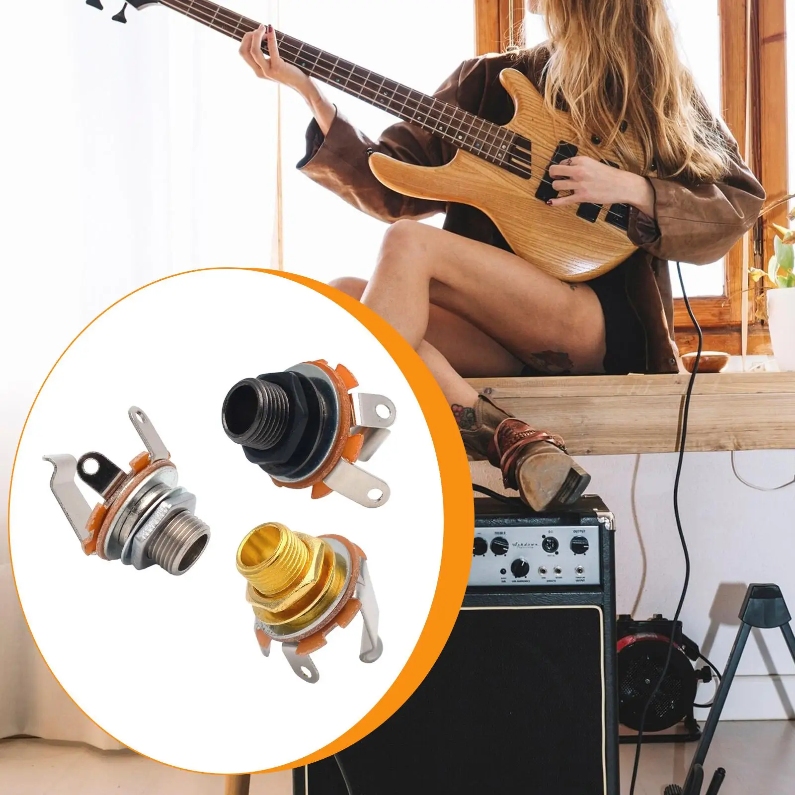 Conector Jack Mono 1/4" para Guitarra y Bajo – Repuesto Duradero con Tuerca - imagen 3