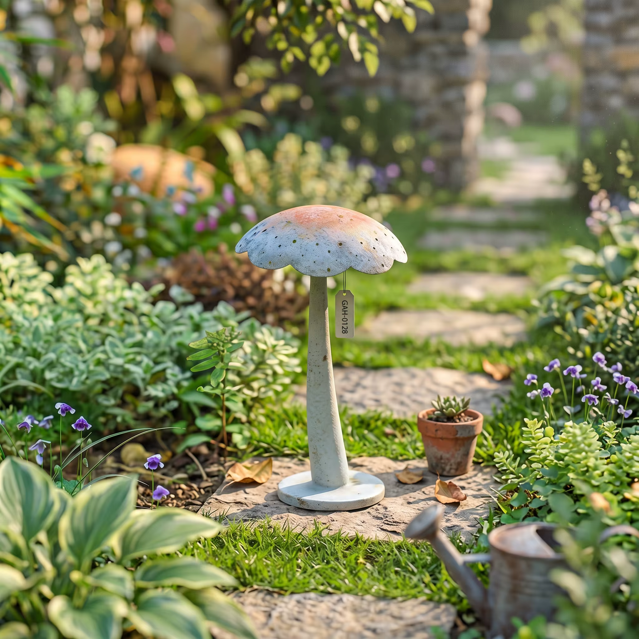 Escultura seta metálica para jardín – Adorno exterior resistente - imagen 3