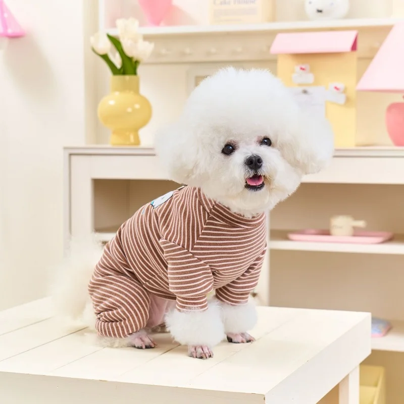 Mono polar a rayas para perros pequeños y gatos – Invierno - imagen 4