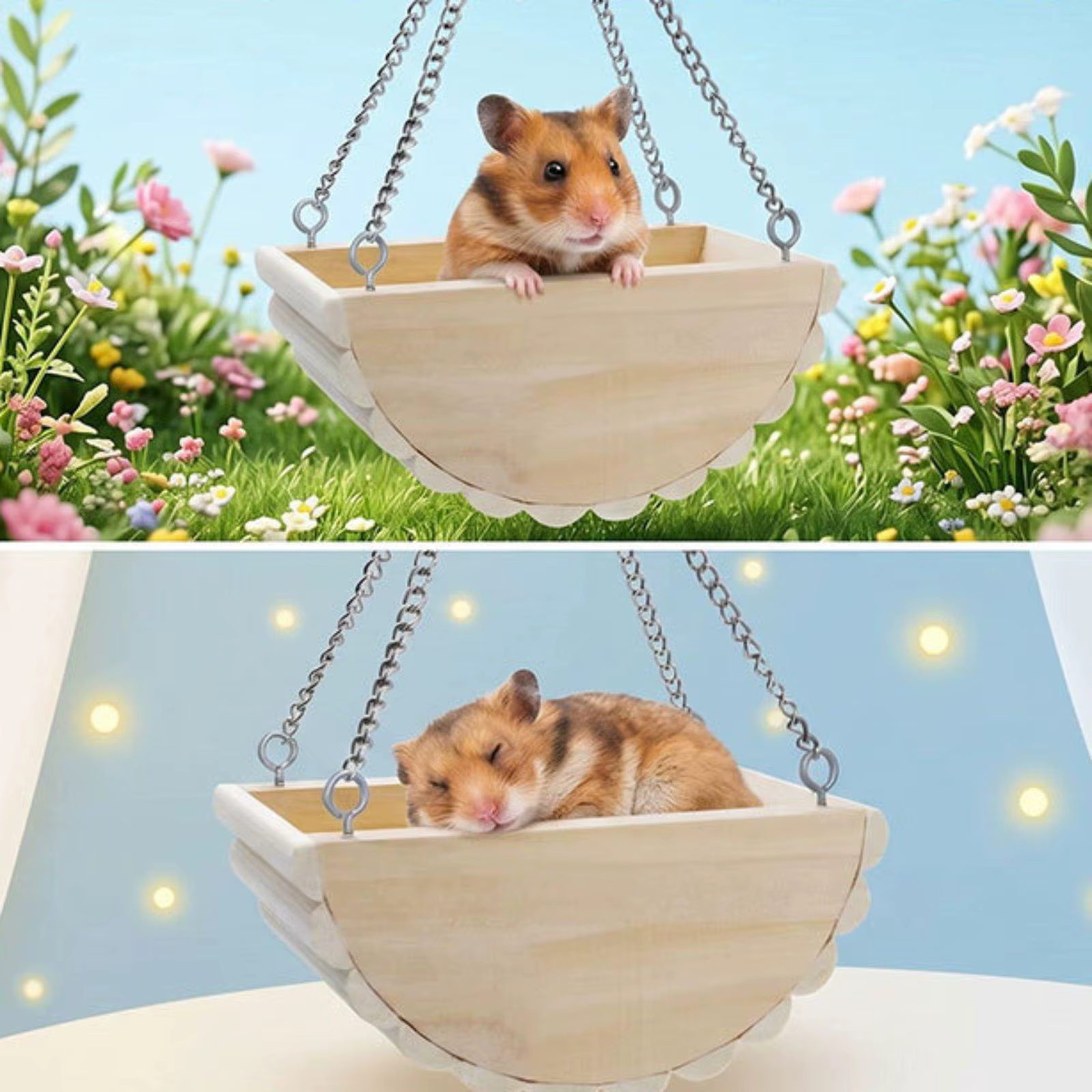 Columpio de madera para hámster y chinchilla, gerbil y rata de jaula - imagen 2