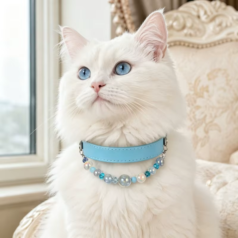 Collar princesa ajustable perlas brillantes para perros y gatos - imagen 2