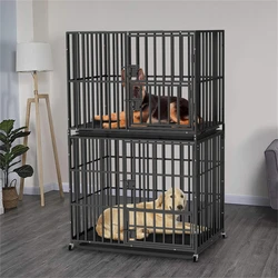 Jaula para perros apilable extra grande con ruedas y bandeja