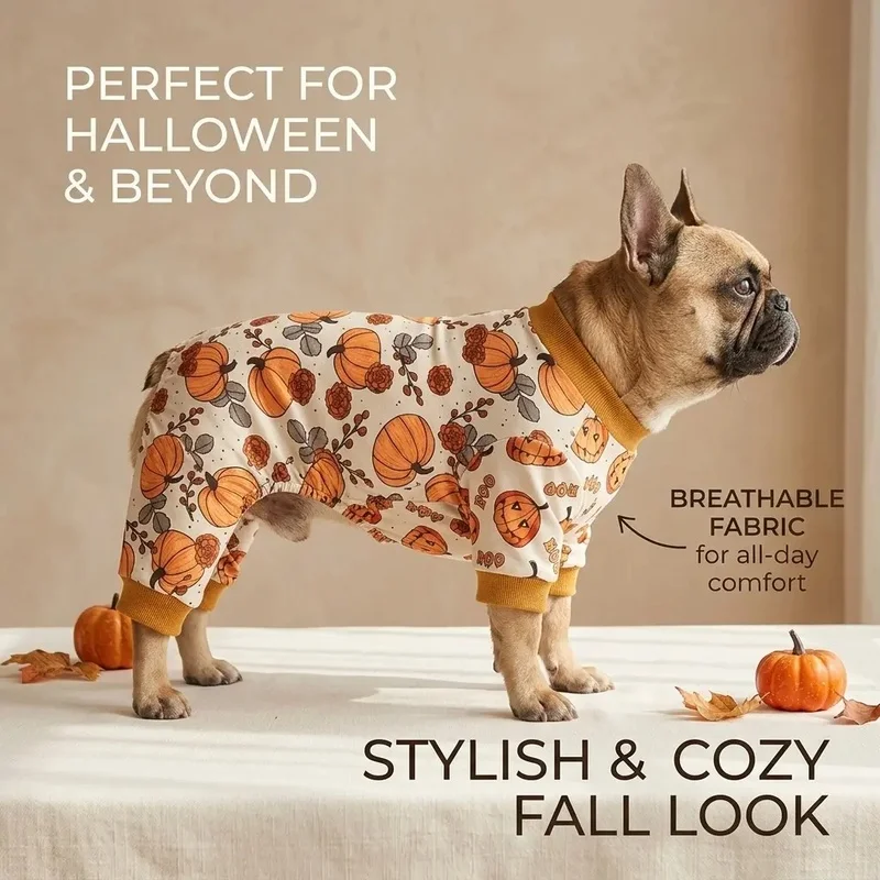 Mono calabaza para perro y gato – Pijama otoño pequeño y mediano - imagen 4