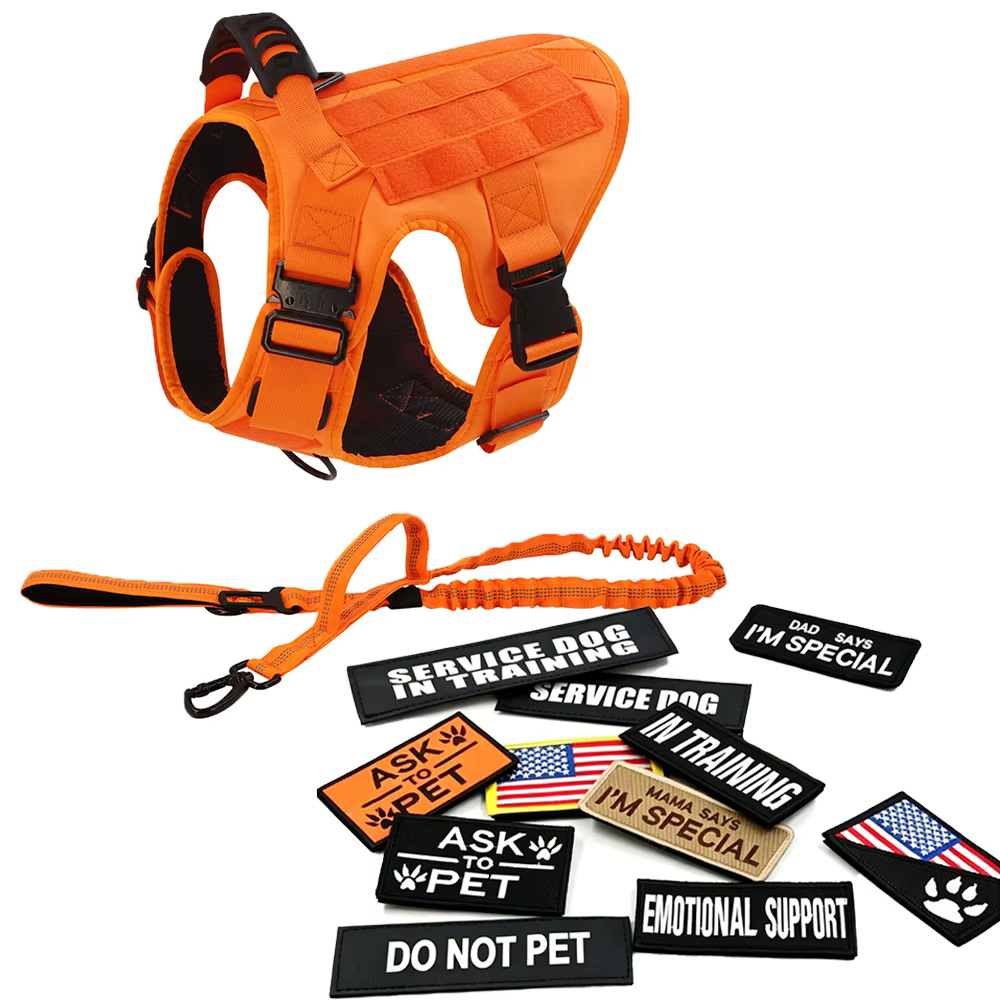 Arnés táctico para perros con chaleco antipull y correa elástica - imagen 5
