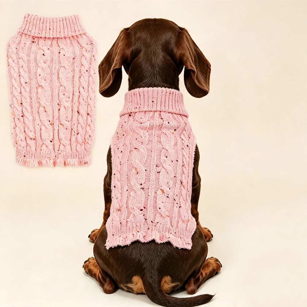 Suéter cálido con purpurina para perro salchicha Dachshund