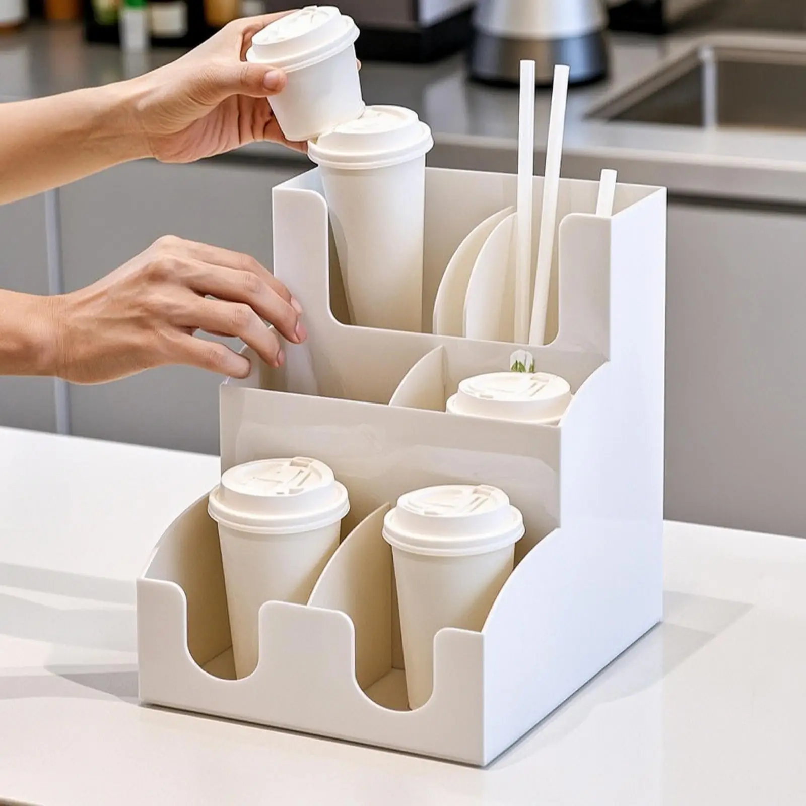 Organizador de vasos de acrílico para encimera – Estante almacenaje - imagen 5