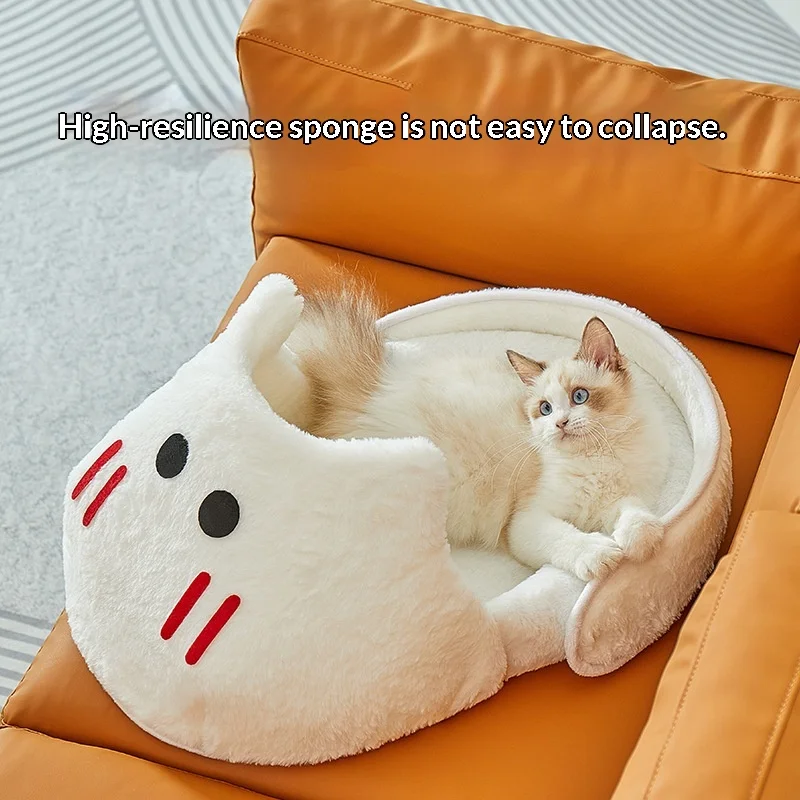 Cama semicerrada cálida para gatos y perros pequeños – Nido extraíble - imagen 3