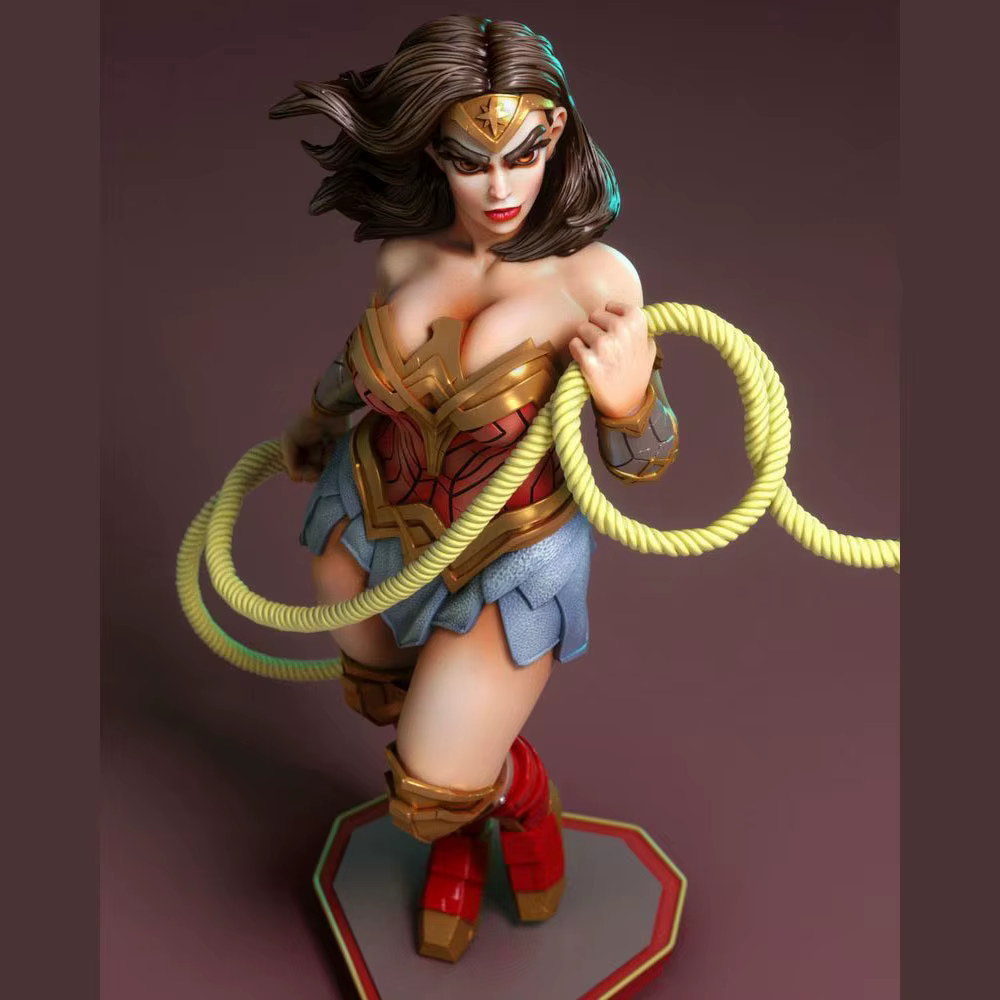 Estatua figura de anime en 3D gris, hecha a mano sin montar - imagen 3