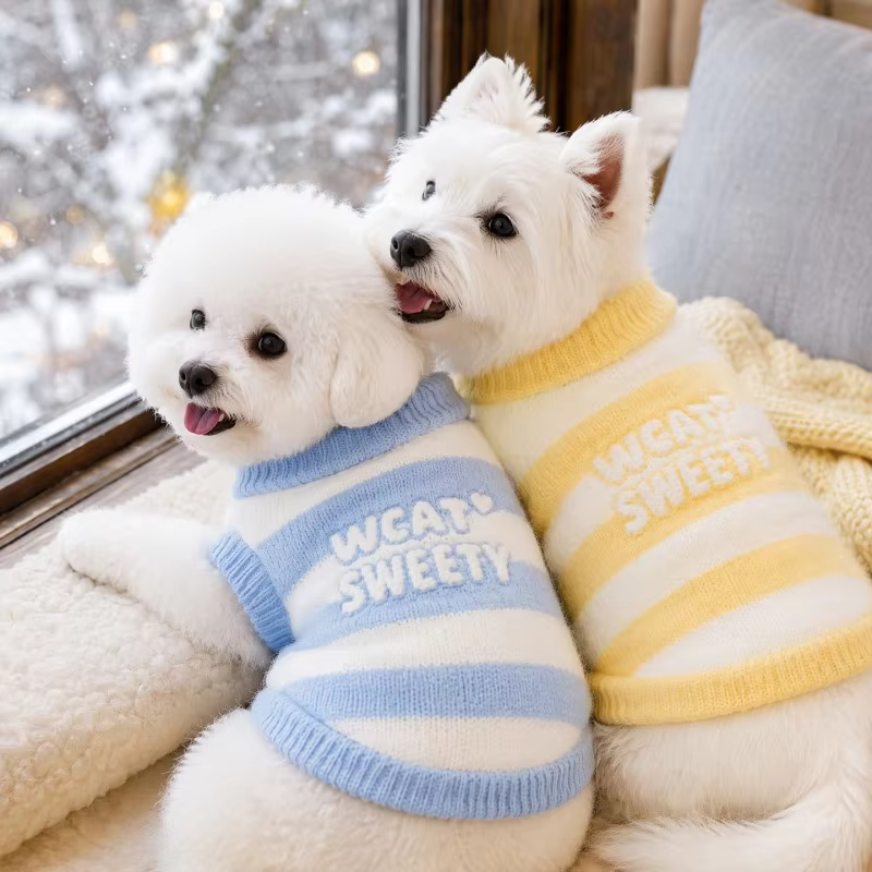 Suéter a rayas para perro y gato – Abrigo tejido otoño-invierno - imagen 5