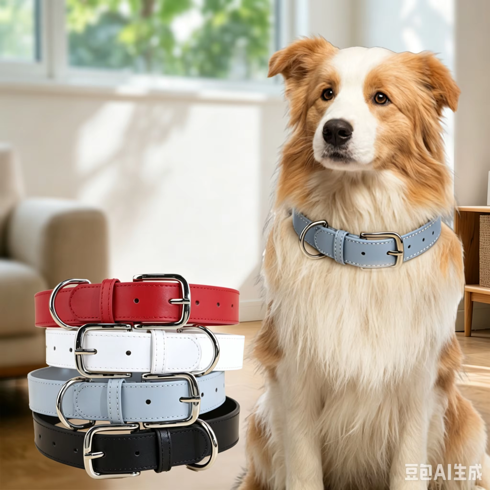 Collar de cuero ajustable para perros pequeños y medianos anti-traction - imagen 4