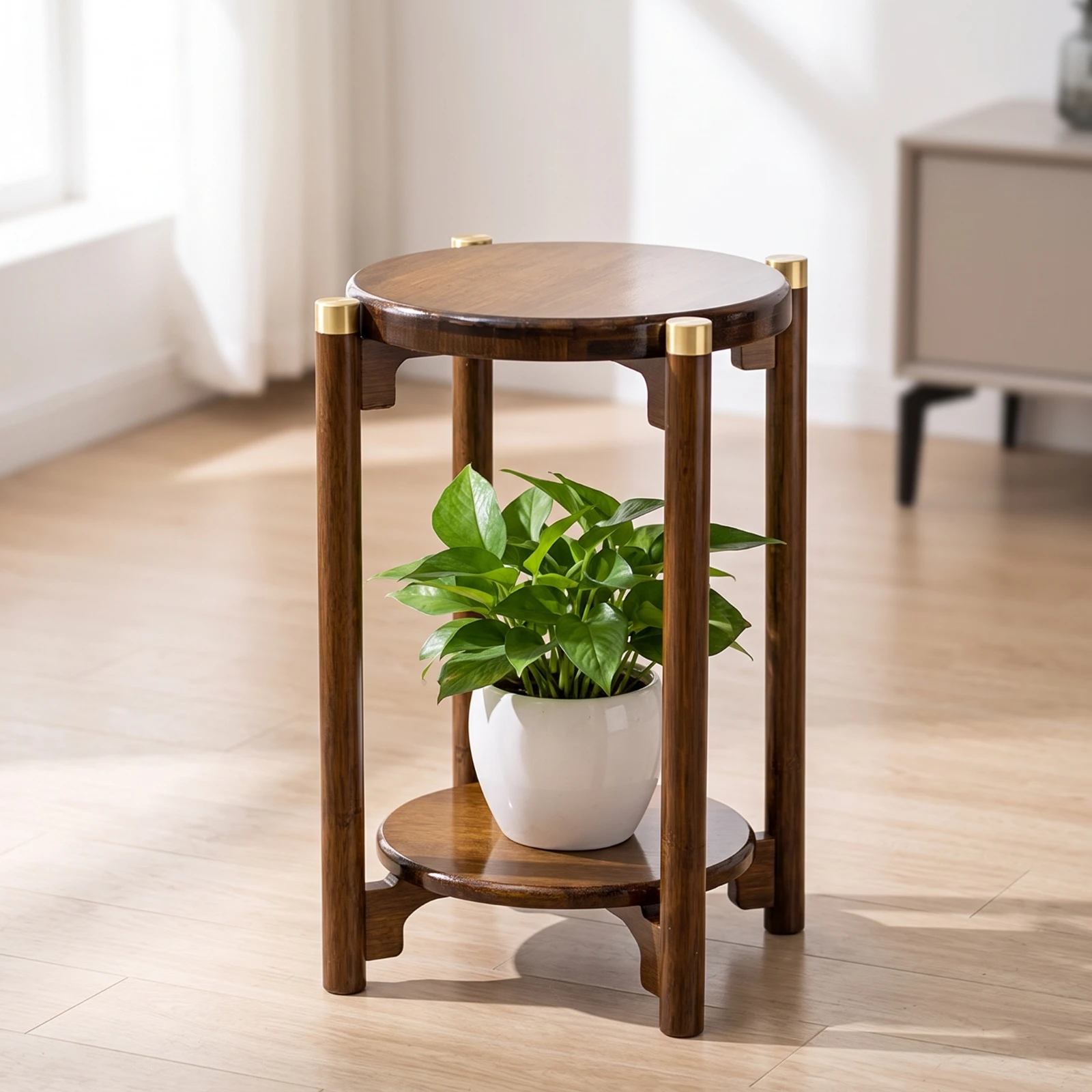 Estante Bambú 2 Niveles para Plantas – Decorativo y Ahorro de Espacio - imagen 3