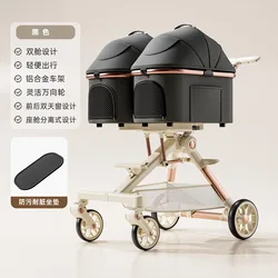 Carrito doble plegable y desmontable para perros y gatos