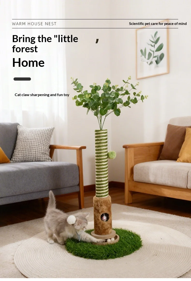 Poste rascador y árbol para gatos de sisal