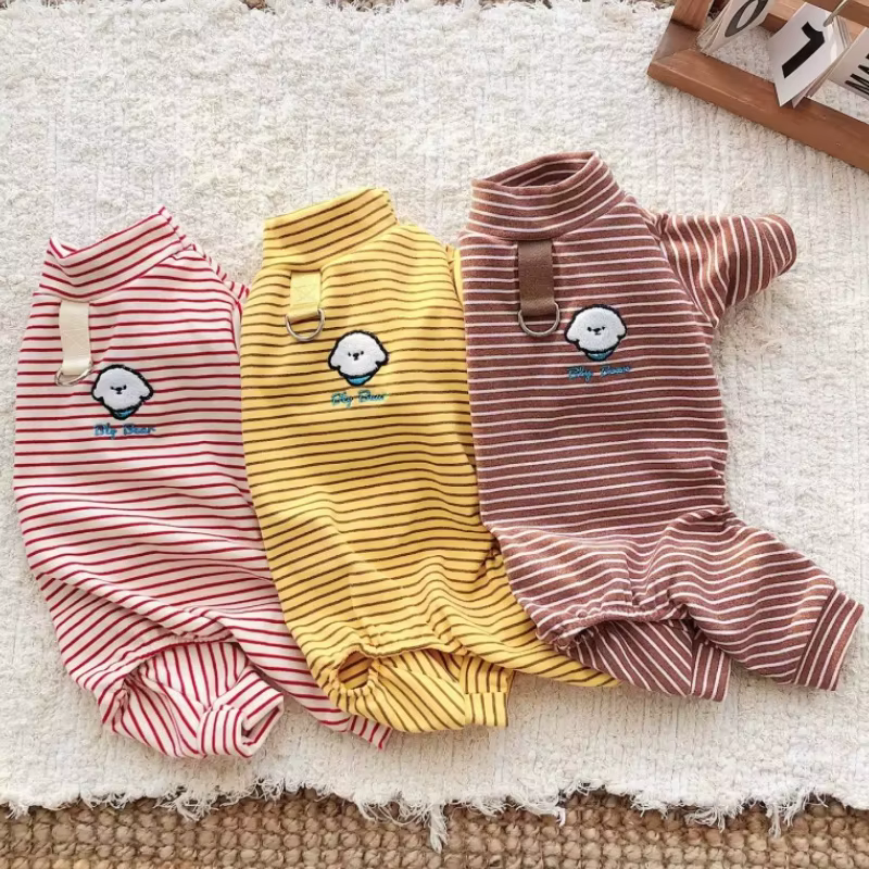 Mono a Rayas para Perros y Gatos – Pijama Cálido de Mascotas