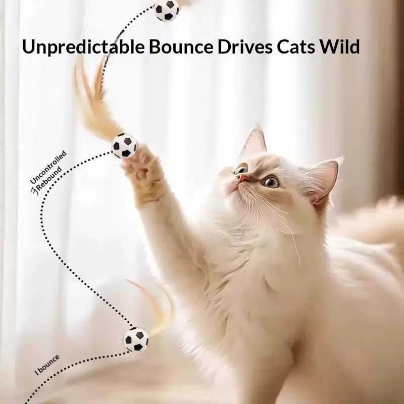 Pelota elástica de goma para gatos con plumas, antiestrés - imagen 4