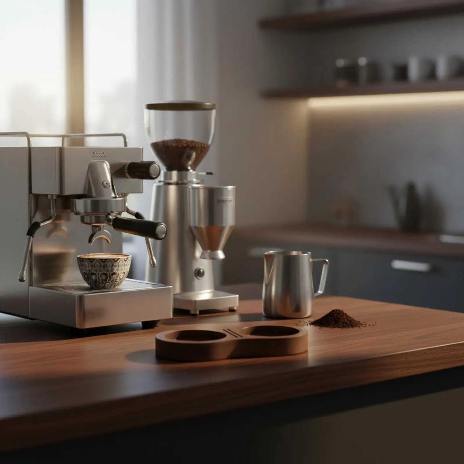 Soporte para tamper de café de nogal – estación universal apisonado - imagen 4